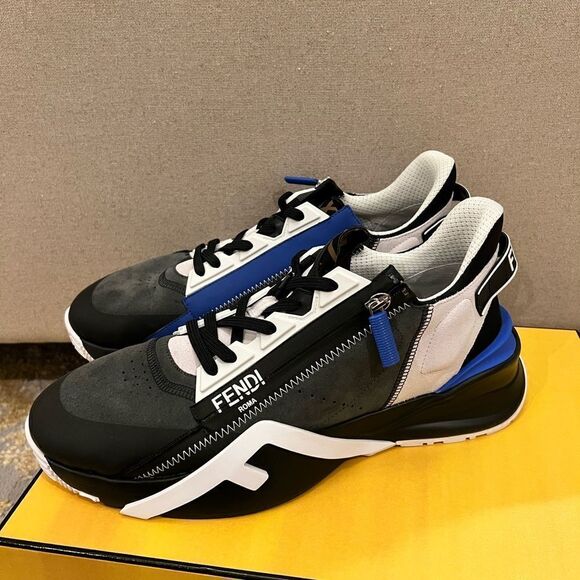 mens fendi flow gray blue low top sneakers - Picture 1 of 14